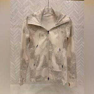 Lululemon Hooded Define Jacket Floral Jacquard Cream Gray Size 6